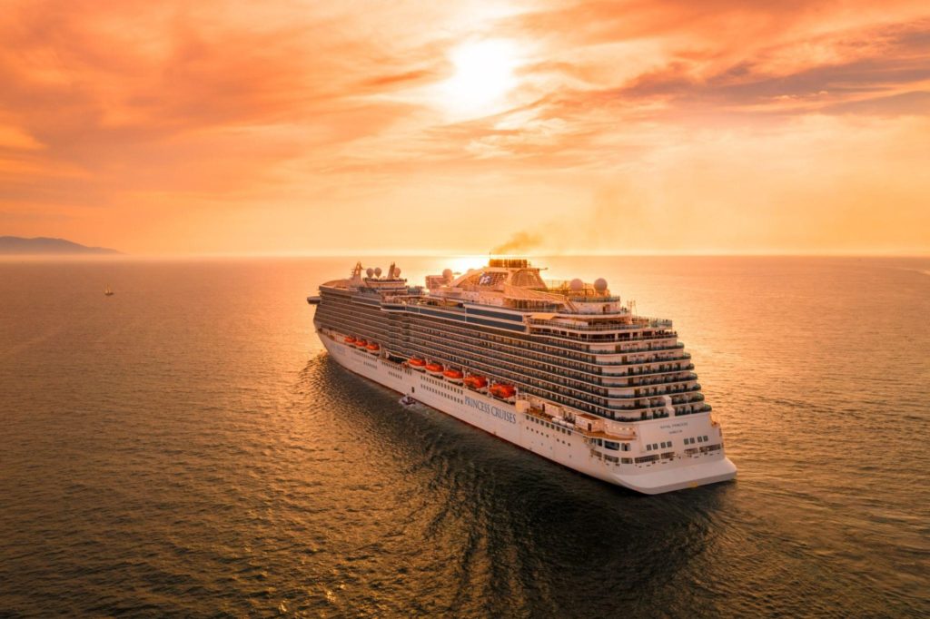cruise ship during sunset
