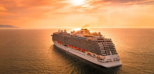 cruise ship during sunset